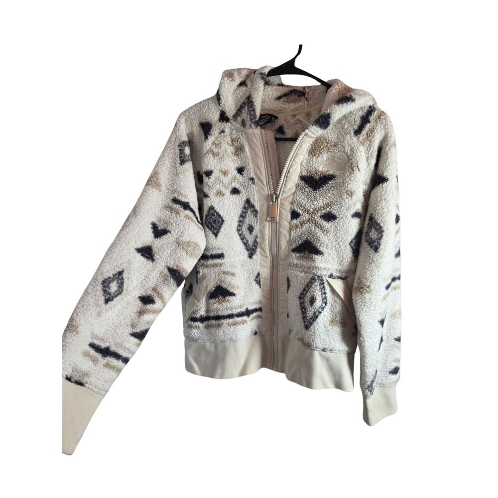 The North Face Printed Sherpa Full Zip Hoodie Aztec Geometric Winter Jacket M